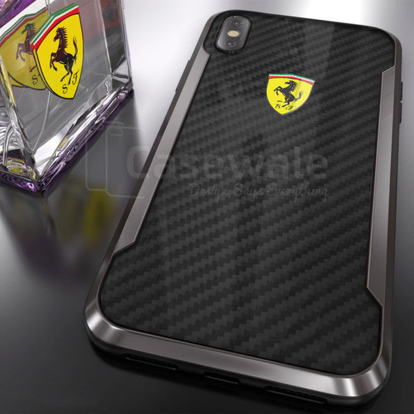 Ferrari Track Racing Shield Carbon Effect Case for iPhone X