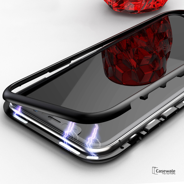 Magnetic Apple Logo Embossed Glass Case for iPhone X