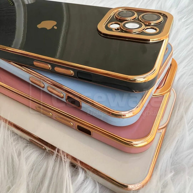 iPhone 13 Series Glass Case with Golden Edges