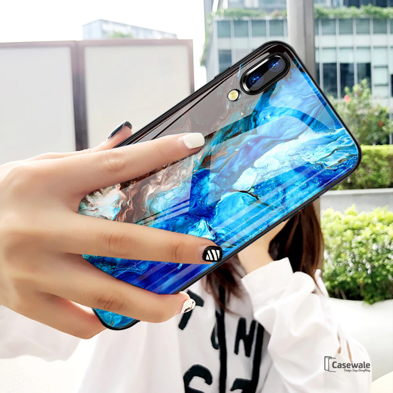 Luxury Artistic Marble Glass Case for Vivo V11 Pro