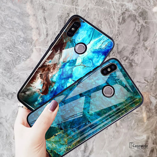Luxury Aqua Green Pattern Glass Case for Redmi Note 6 Pro