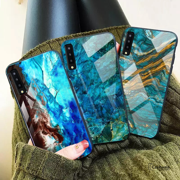 Luxury Artistic Marble Glass Case for Galaxy A50