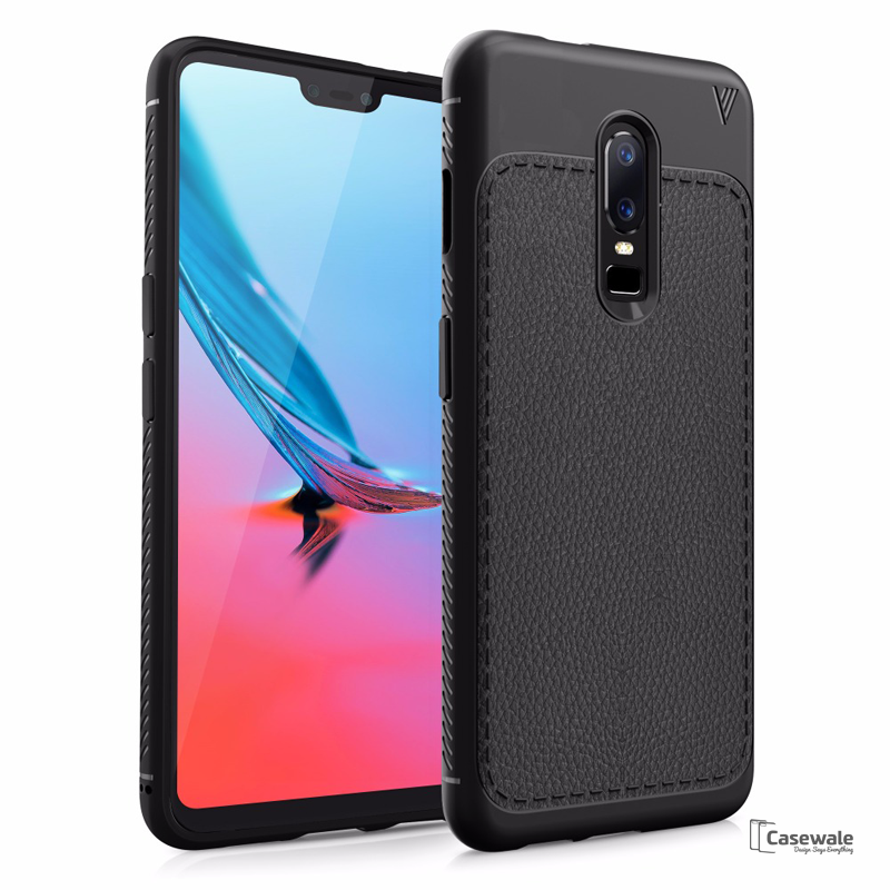 Luxury V TPU Leather Full Protection Phone Case for OnePlus 6