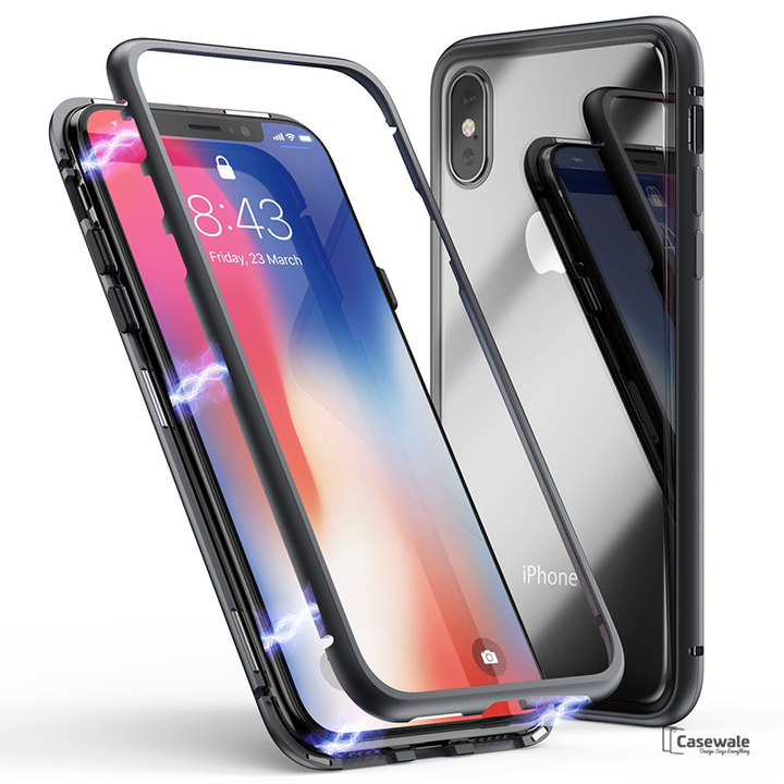 Electronic Auto-Fit Magnetic Glass Case for iPhone XS Max