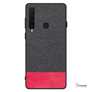 Dual Color Leather + Natural Cloth Texture Case For Galaxy A9 2018