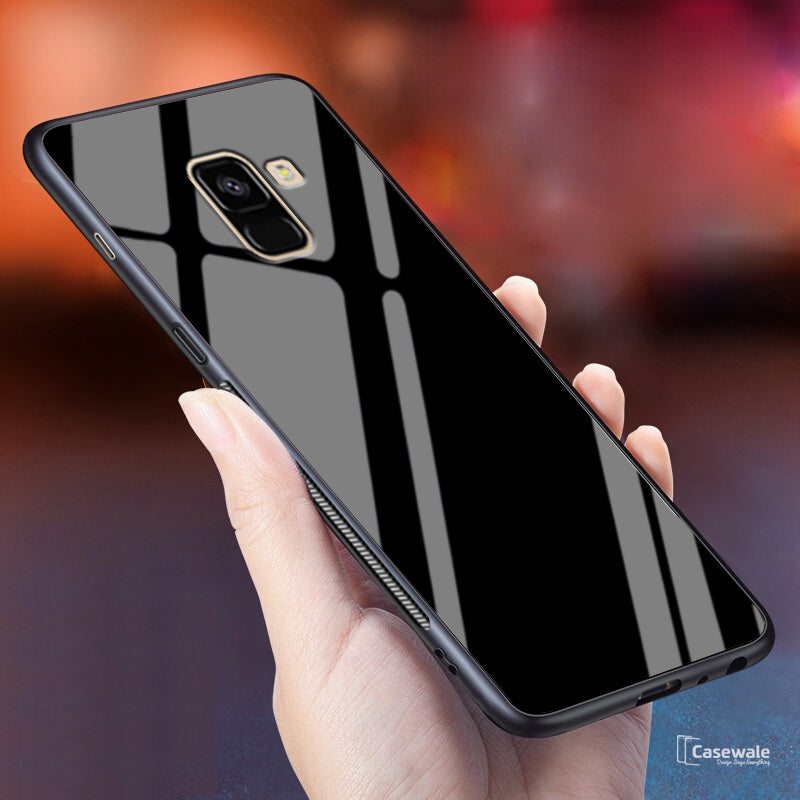 Luxury Tempered Glass Full Protective Case for Galaxy A8 Plus