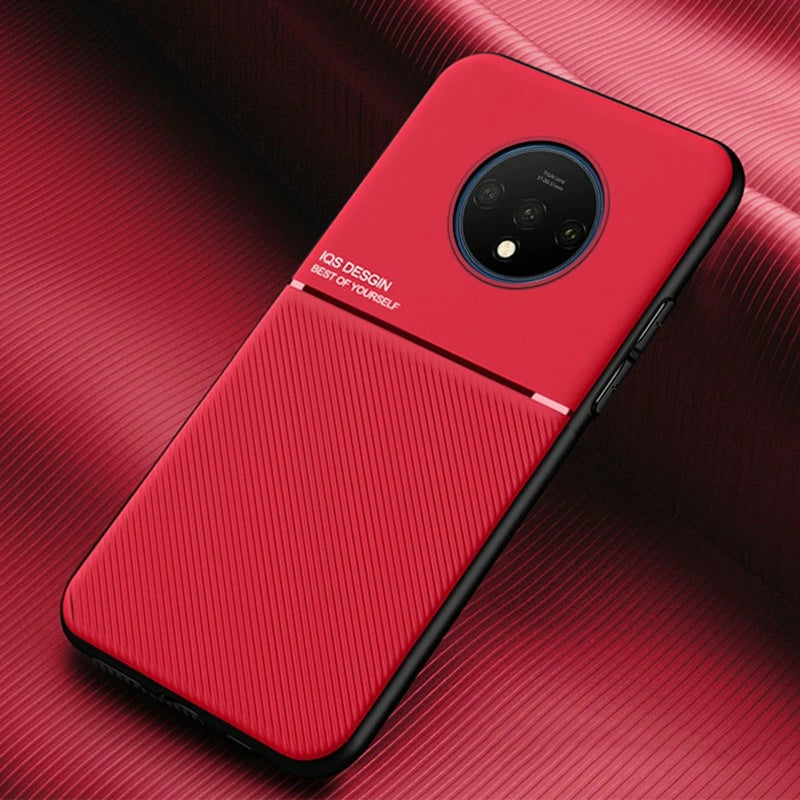 IQS Design Soft Leather Texture Case with Magnetic Car Vent For Oneplus 7T / 7T Pro