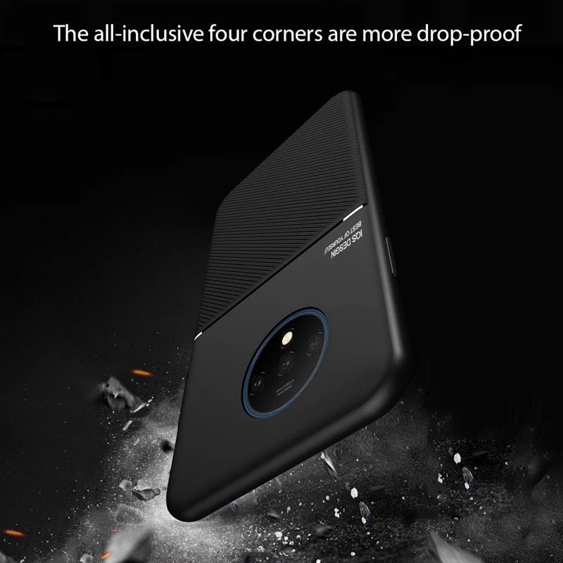 IQS Design Soft Leather Texture Case with Magnetic Car Vent For Oneplus 7T / 7T Pro