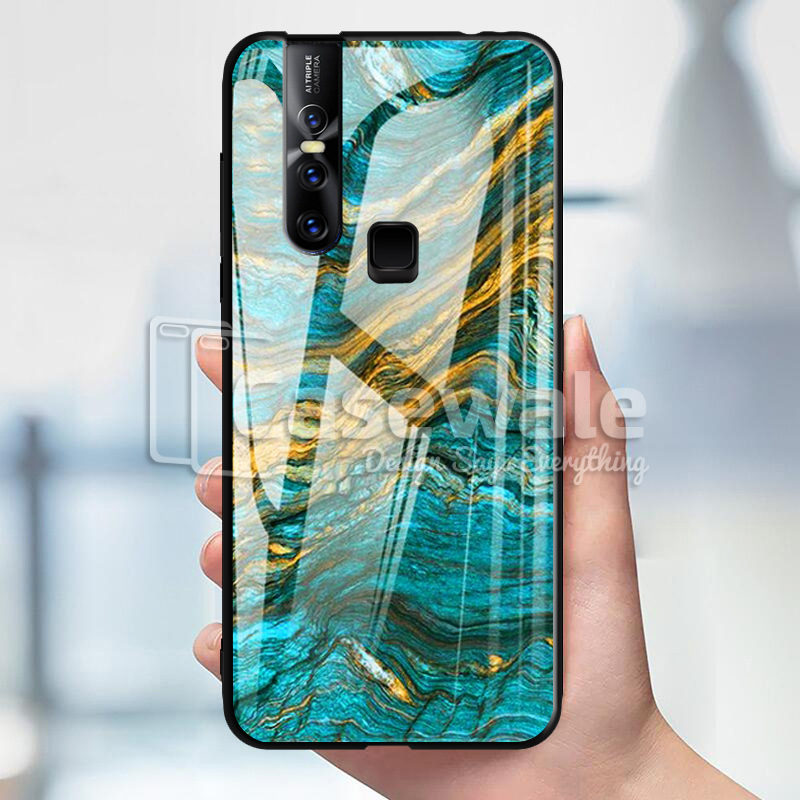 Luxury Artistic Marble Glass Case for Vivo V15 Pro