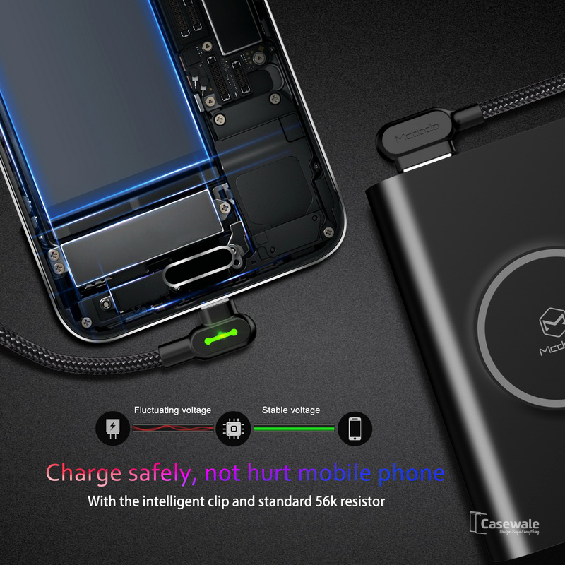 MCDODO 90 Degree Fast Charging Cable for iPhone Type C