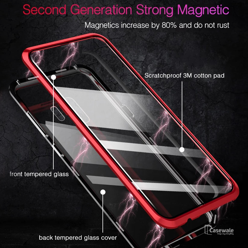 LUPHIE Double Sided Aluminum Metal Glass Case for Galaxy S9/ S9 Plus