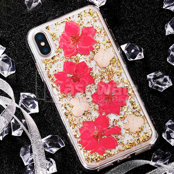 Original Flash Foil Petals Genuine Flower Case for iPhone XS