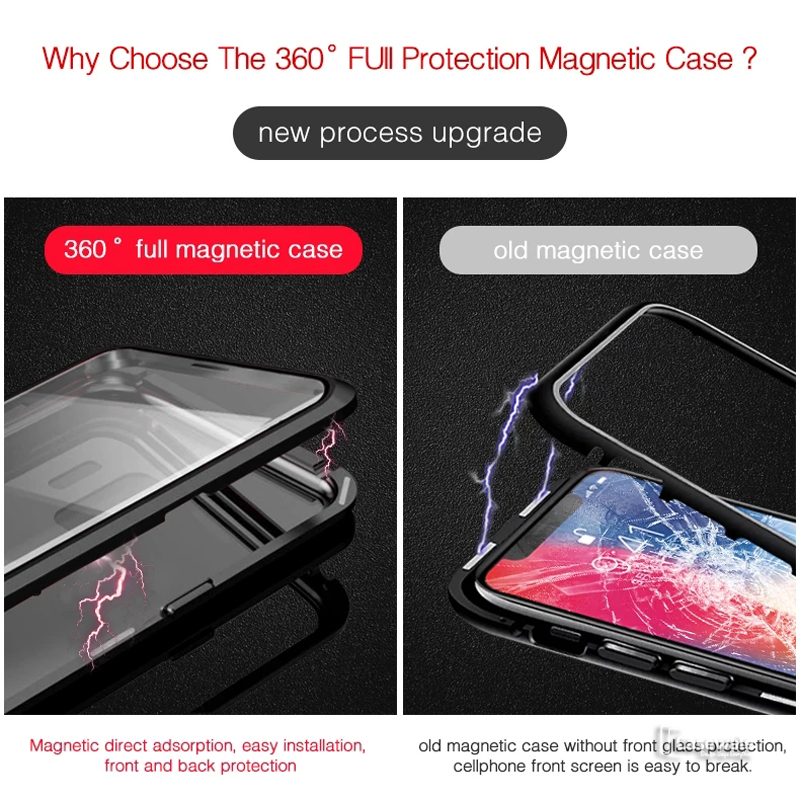 LUPHIE Double Sided Aluminum Metal Glass Case for Galaxy S9/ S9 Plus