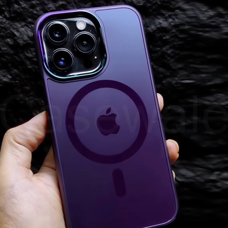 iPhone 14 Series Purple Color Magsafe Transparent Case