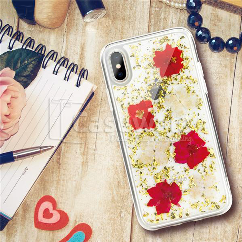 Original Flash Foil Petals Genuine Flower Case for iPhone XS