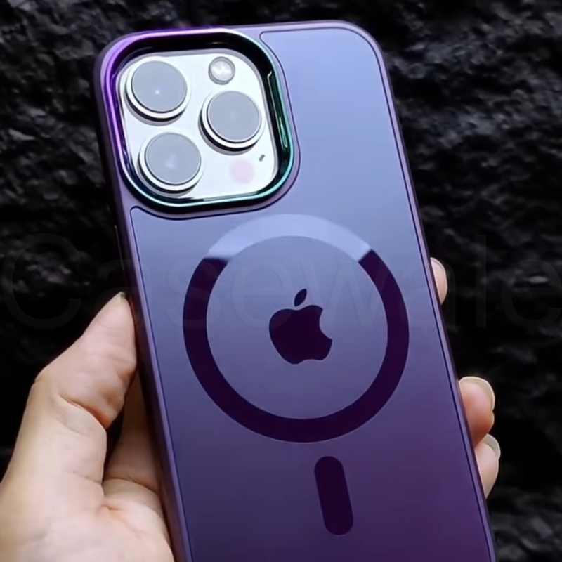 iPhone 14 Series Purple Color Magsafe Transparent Case