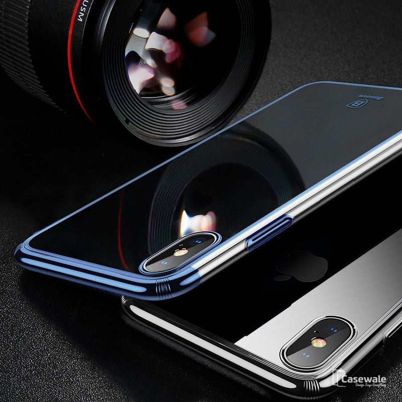 iPhone X Luxury Plating Hard Plastic Transparent Case [New Edition]