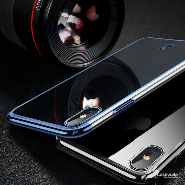 iPhone X Luxury Plating Hard Plastic Transparent Case [New Edition]