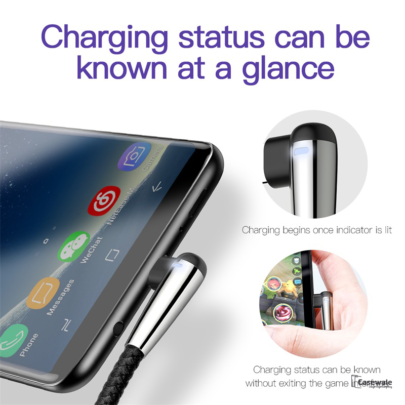 Baseus 90 Degree Lighting USB Type C Cable For Samsung