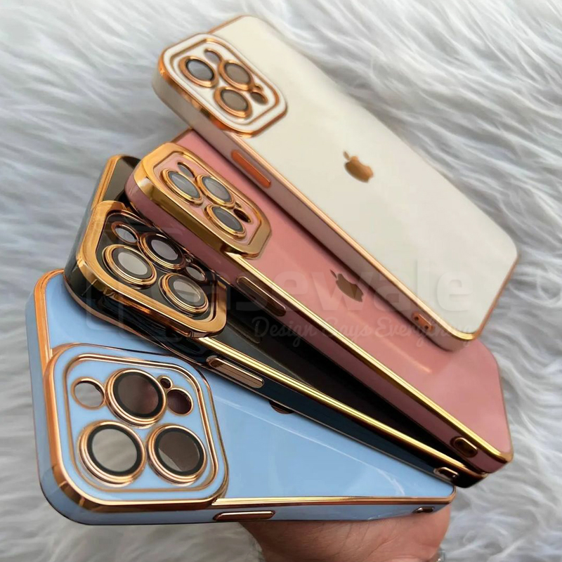 iPhone 13 Series Glass Case with Golden Edges