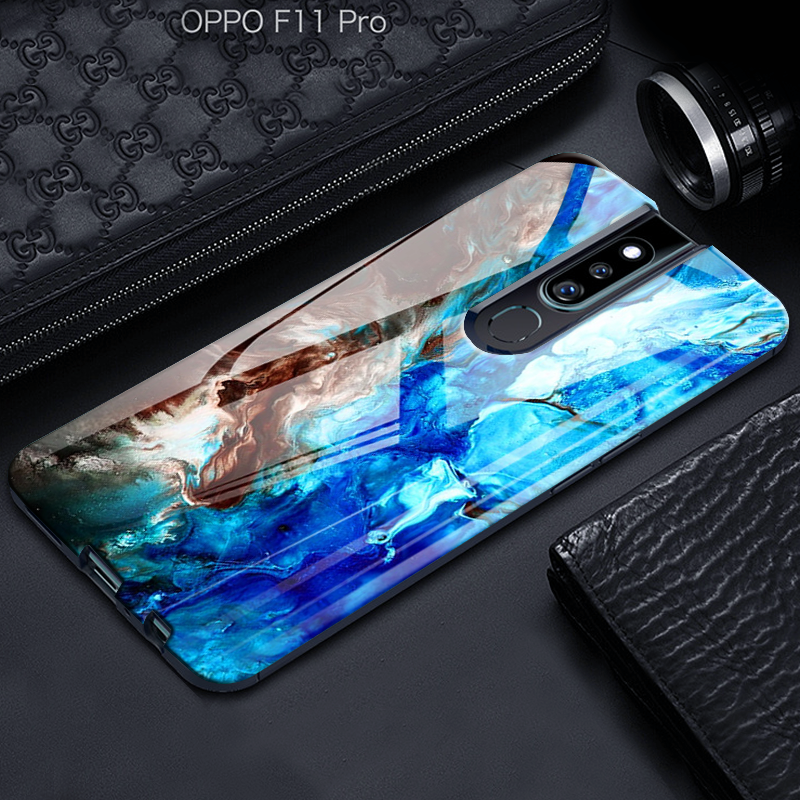 Luxury Artistic Marble Glass Case for Oppo F11 Pro
