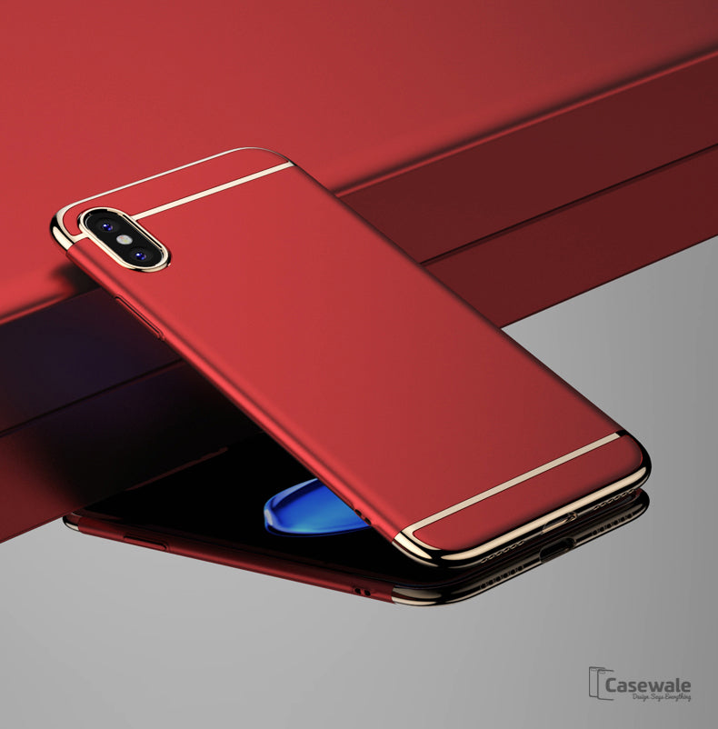 Luxury Gold Plating 3 in 1 Hard Case for Apple iPhone X