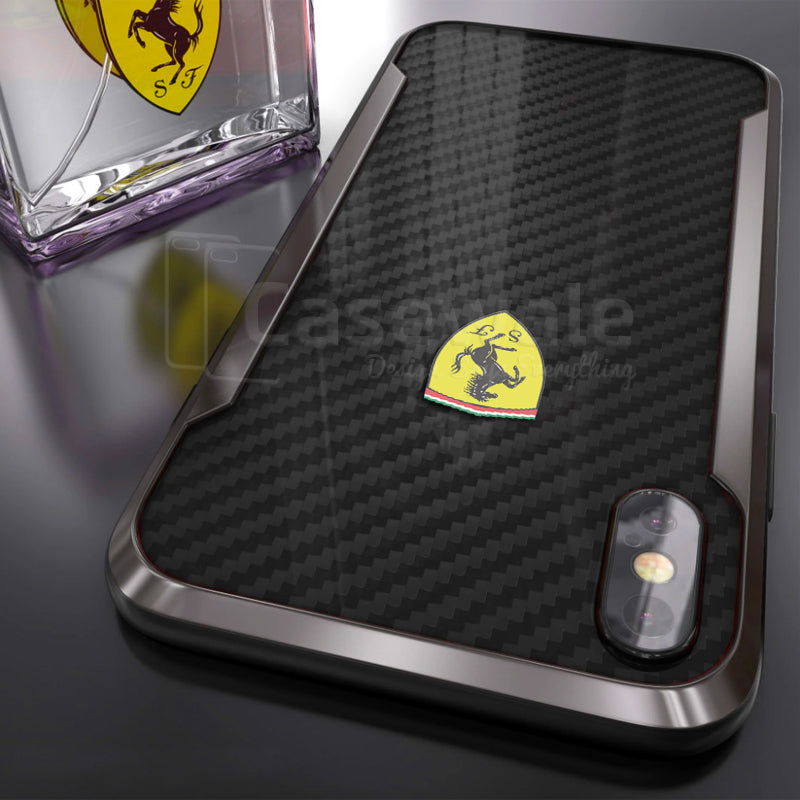 Ferrari Track Racing Shield Carbon Effect Case for iPhone X