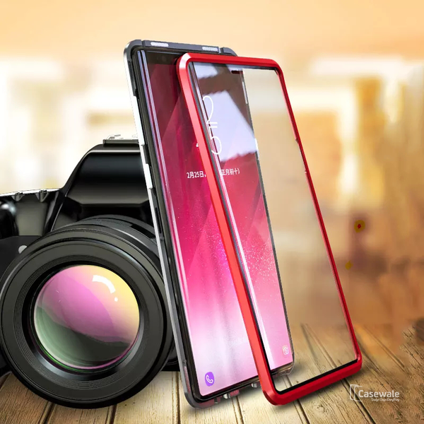 LUPHIE Double Sided Aluminum Metal Glass Case for Galaxy S9/ S9 Plus