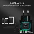 LED Display Max 2.4A EU/US Plug 3 Port USB Mobile Wall Charger for iPhone iPad