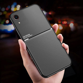 IQS Design Soft Leather Texture Case with Magnetic Car Vent for iPhone XR