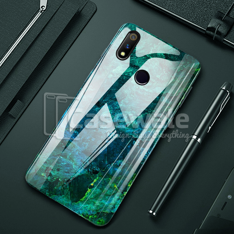 Luxury Artistic Marble Glass Case for Oppo Realme 3 Pro