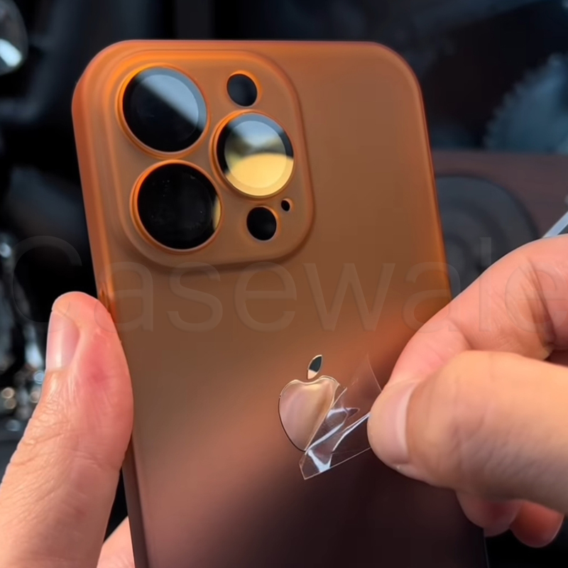 iPhone 14 Series Gradient Frosted Lanyard Case with Lens Protector & Wrist Strap