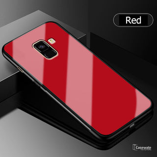 Luxury Tempered Glass Full Protective Case for Galaxy A8 Plus