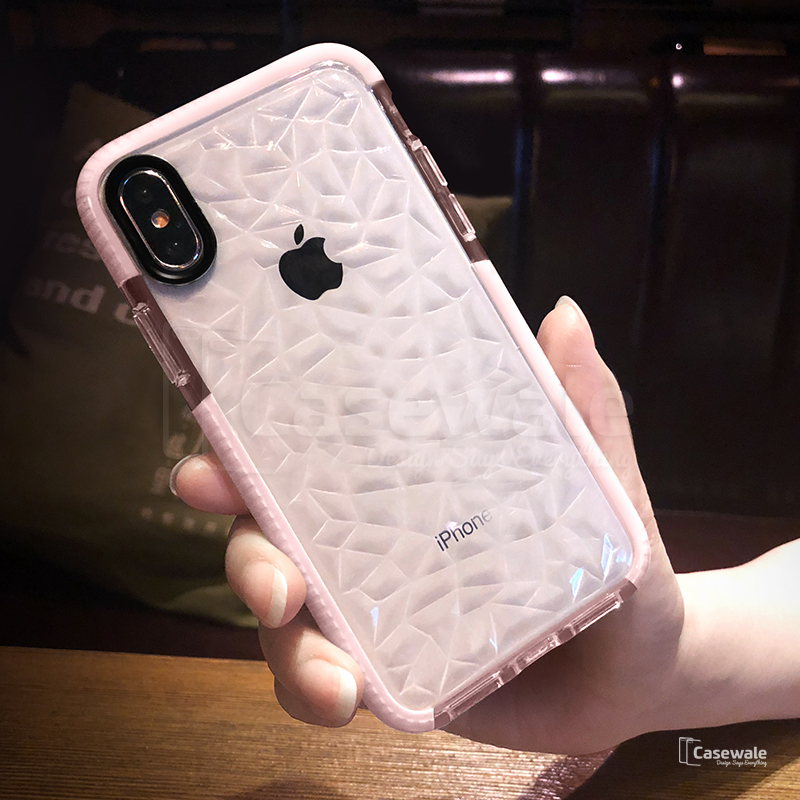 Luxury Transparent Geometric Diamond Case for iPhone XS