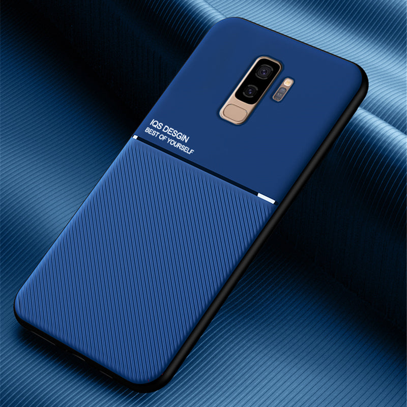 IQS Design Soft Leather Texture Case with Magnetic Car Vent for Galaxy S9 / S9 Plus