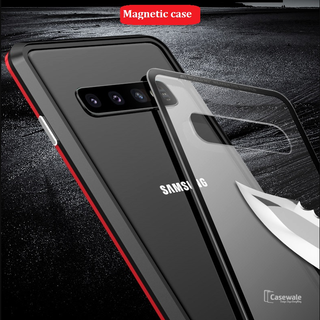 LUPHIE Double Sided Aluminum Metal Glass Case for Galaxy S10/ S10 Plus