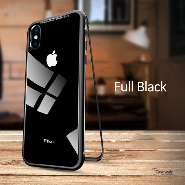 Magnetic Apple Logo Embossed Glass Case for iPhone X
