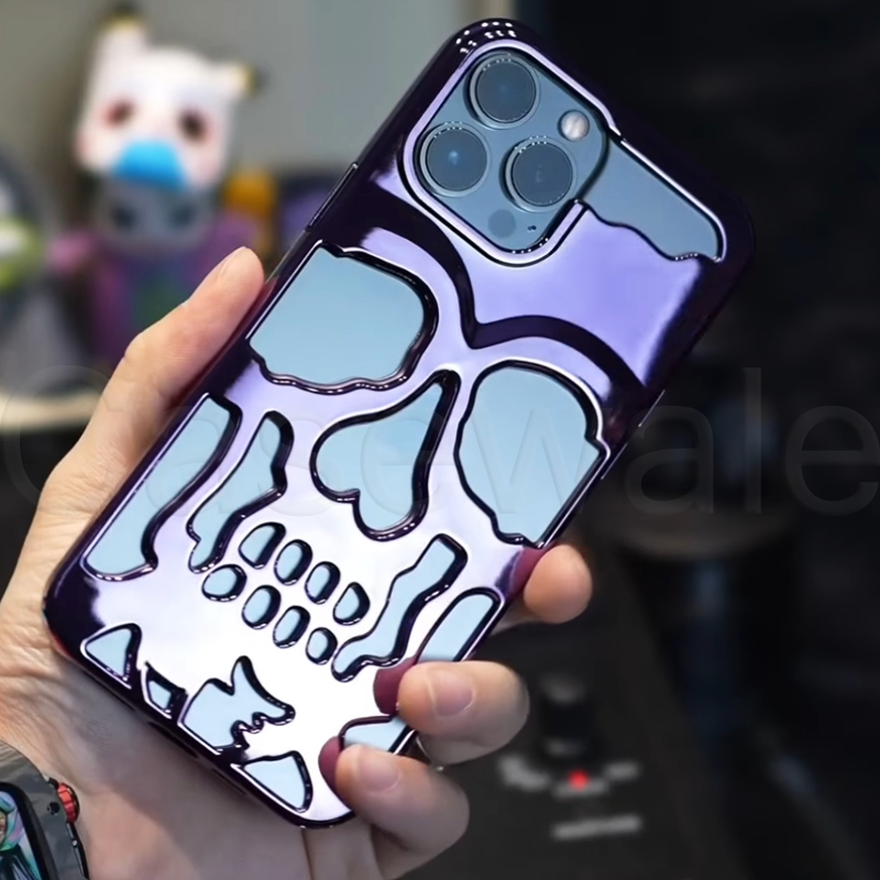iPhone 14 Series New Electroplating Unique Skull Phone Case