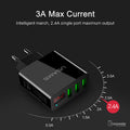 LED Display Max 2.4A EU/US Plug 3 Port USB Mobile Wall Charger for iPhone iPad