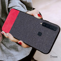 Dual Color Leather + Natural Cloth Texture Case For Galaxy A9 2018
