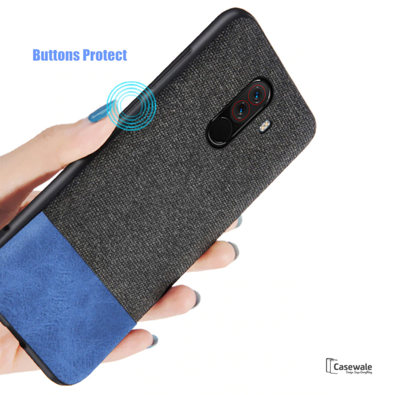 Dual Color Leather + Natural Cloth Texture Case For Mi Poco F1