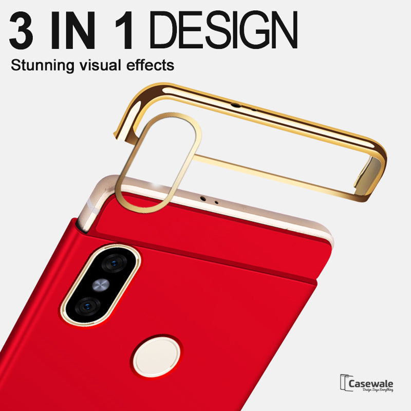 Luxury Electroplating 3 in 1 Case for Redmi Note 6 Pro