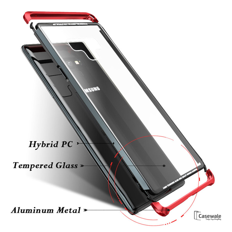 LUPHIE Aluminium Transparent Gorilla Glass Case for Galaxy Note 9