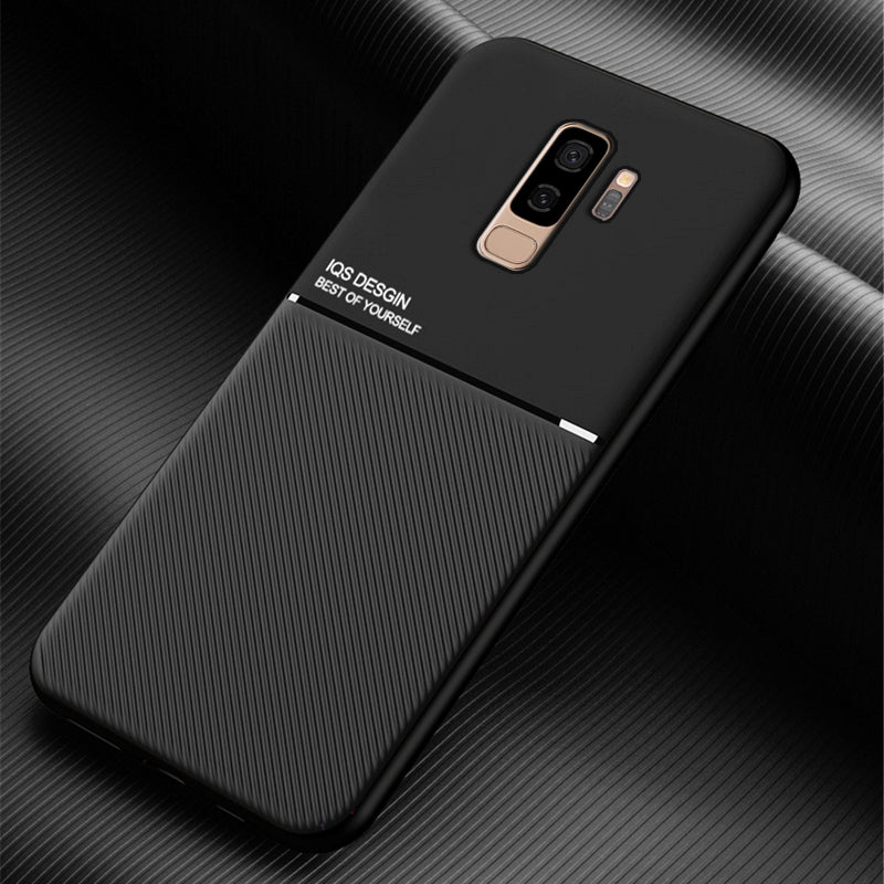 IQS Design Soft Leather Texture Case with Magnetic Car Vent for Galaxy S9 / S9 Plus