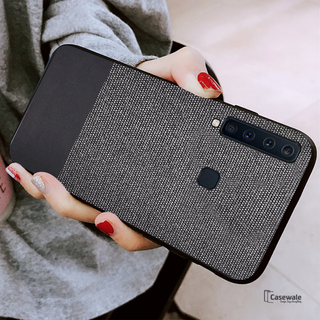 Dual Color Leather + Natural Cloth Texture Case For Galaxy A9 2018