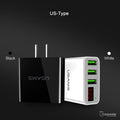 LED Display Max 2.4A EU/US Plug 3 Port USB Mobile Wall Charger for iPhone iPad