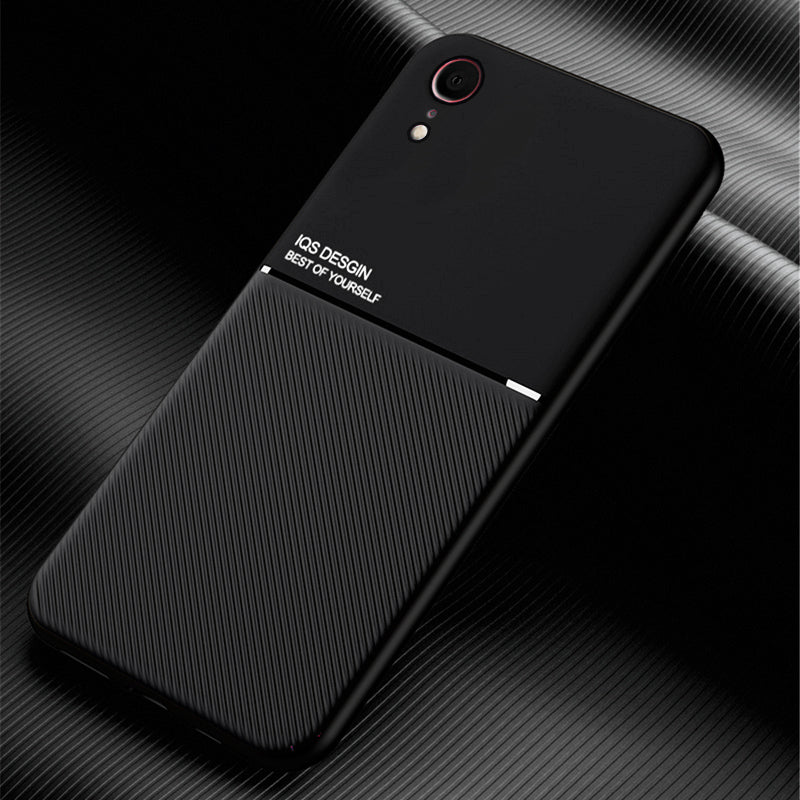 IQS Design Soft Leather Texture Case with Magnetic Car Vent for iPhone XR