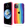 iPhone Series Rainbow Silicone Apple Logo Case (Free OTG+ USB Cable + Earphone Bag)