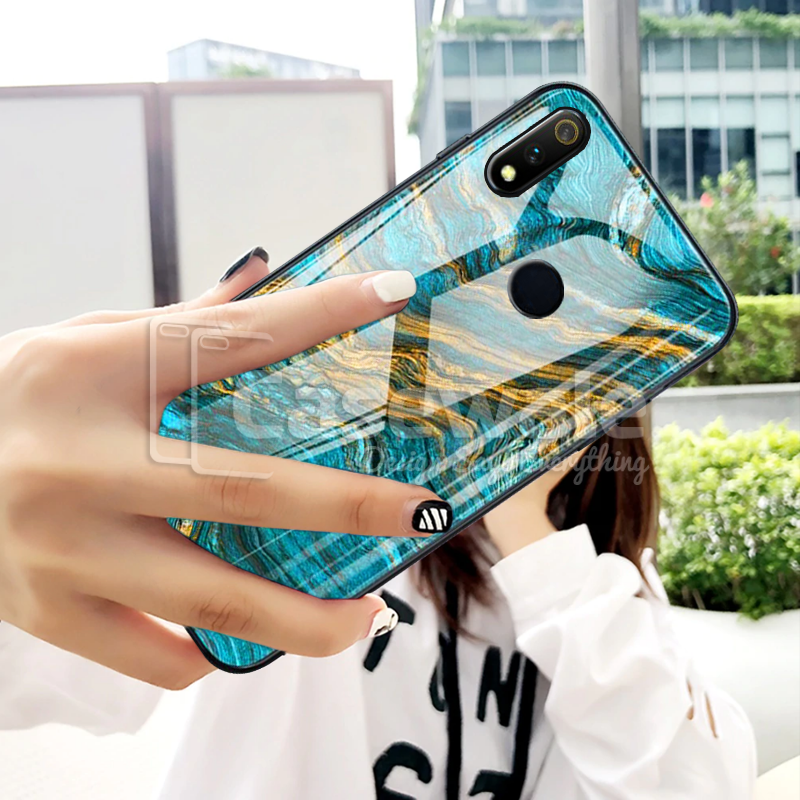 Luxury Artistic Marble Glass Case for Oppo Realme 3 Pro