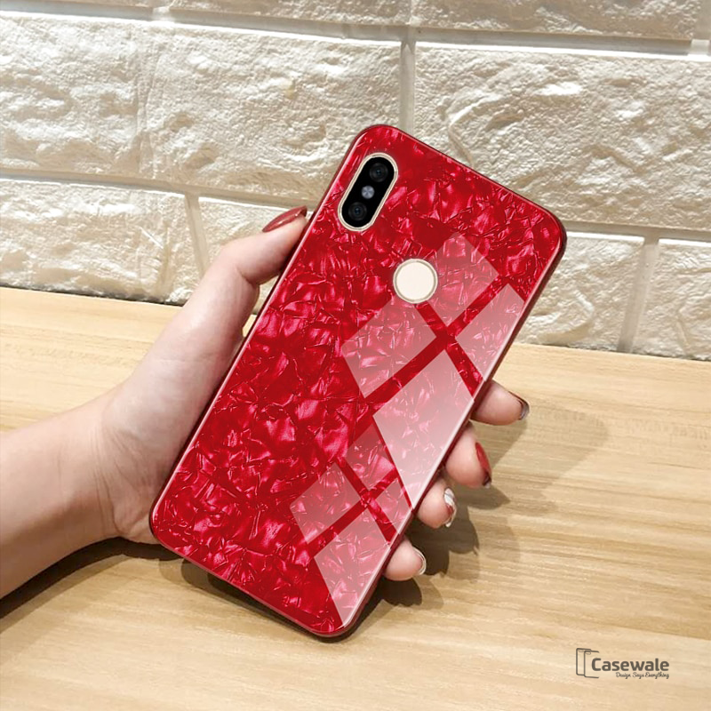 Luxury Marble Pattern Tempered Glass Case for Redmi Y2
